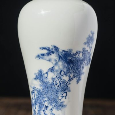 A beautiful Chinese porcelain vase with intricate blue artwork, perfect for decor enthusiasts.