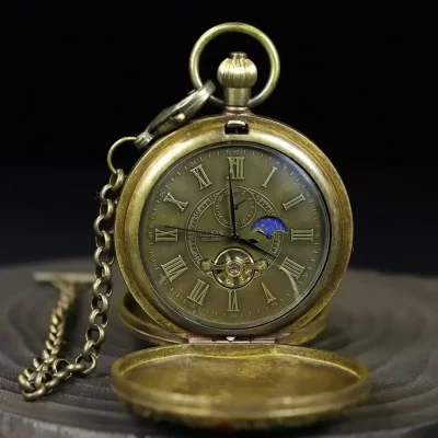 Double-Opening Copper Mechanical Pocket Watch