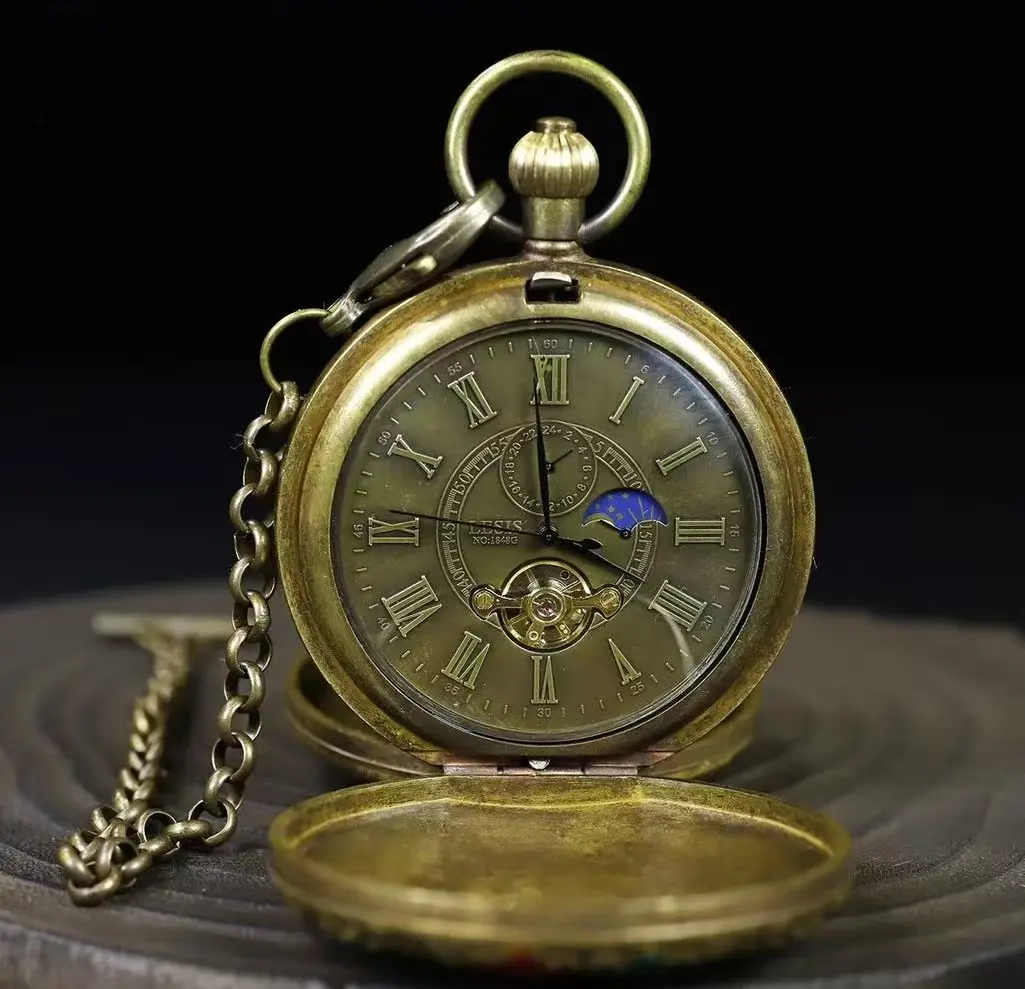 Double-Opening Copper Mechanical Pocket Watch