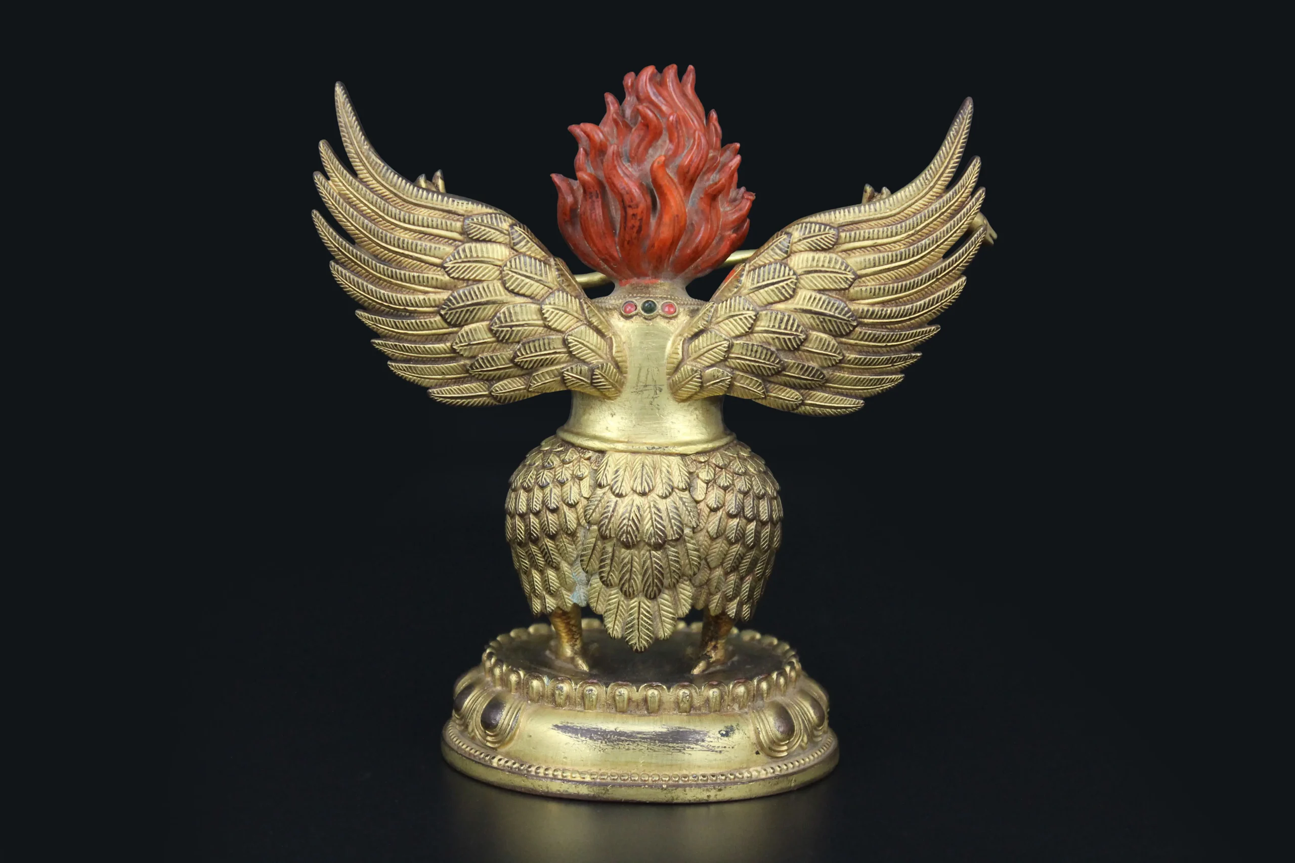 Gilded bronze Garuda statue inlaid with gemstones