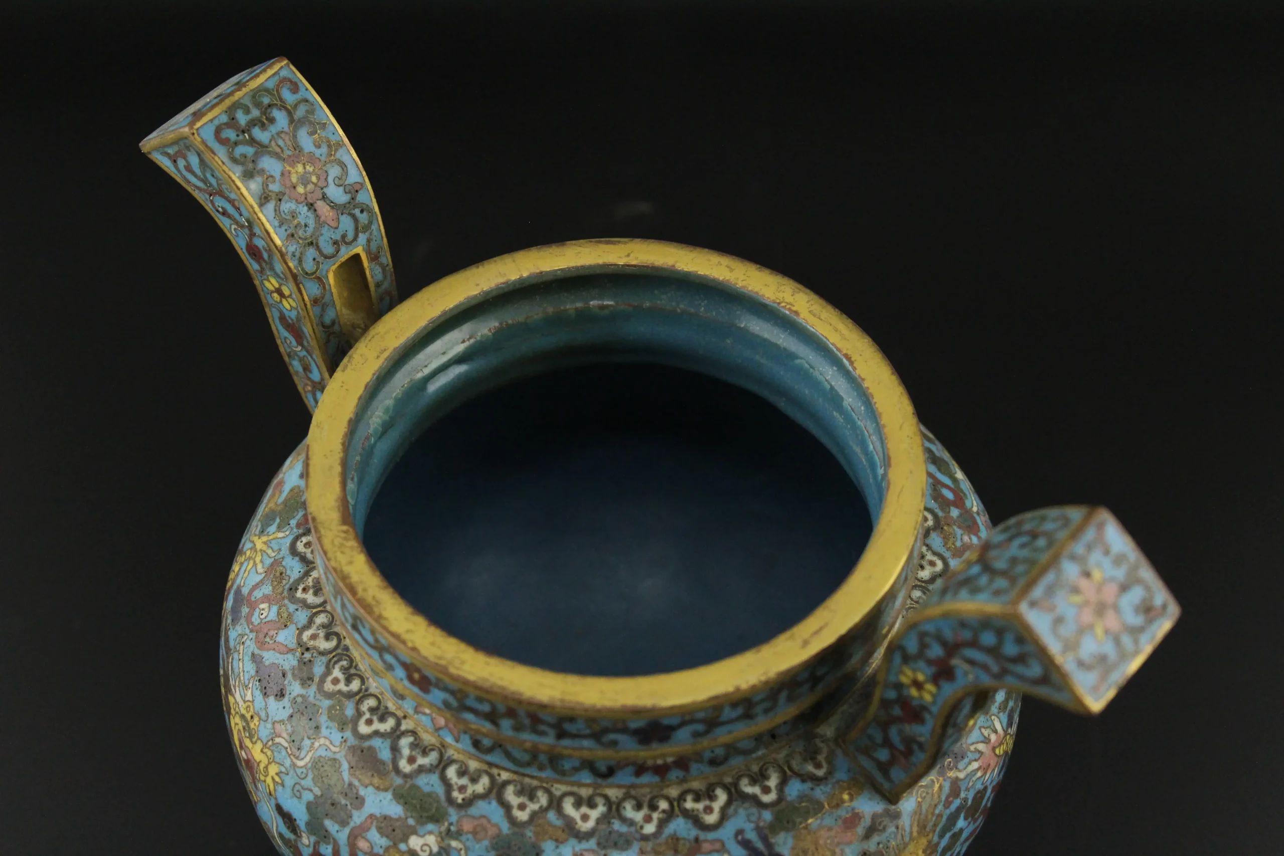 Cloisonné Dragon Incense Burner with Coral Finial