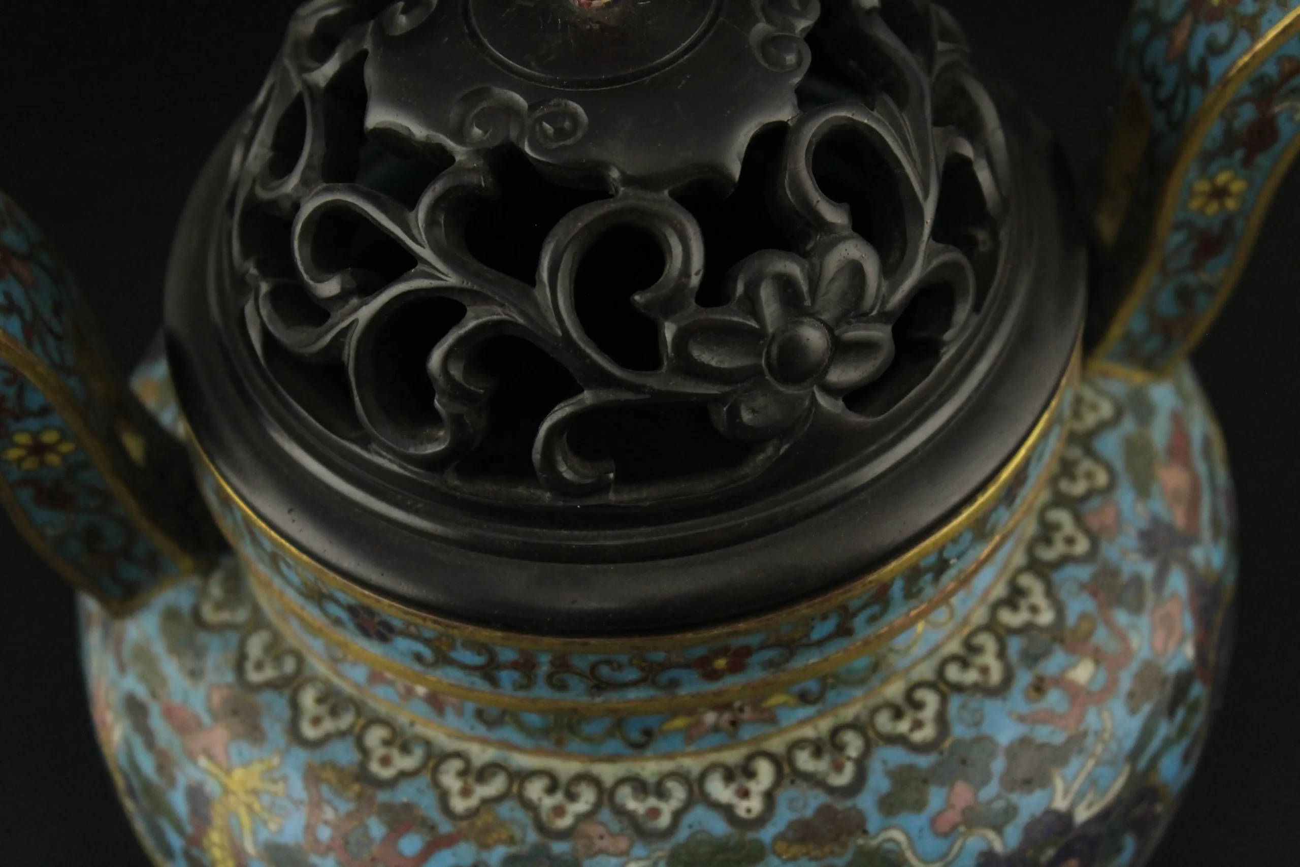 Cloisonné Dragon Incense Burner with Coral Finial