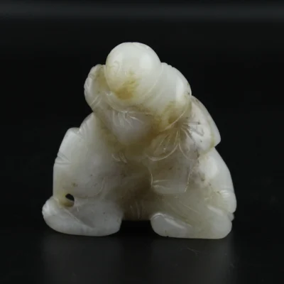 White Jade Carved Figure Handpiece Ornament
