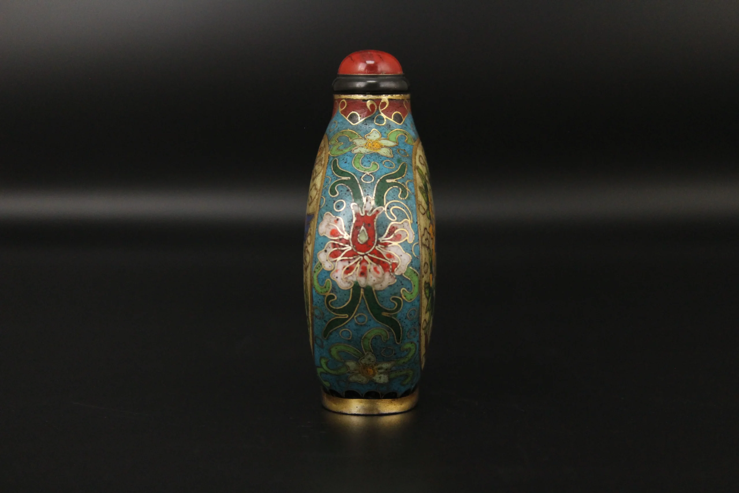 Qing Cloisonné Enamel Snuff Bottle with Bird and Floral Motif