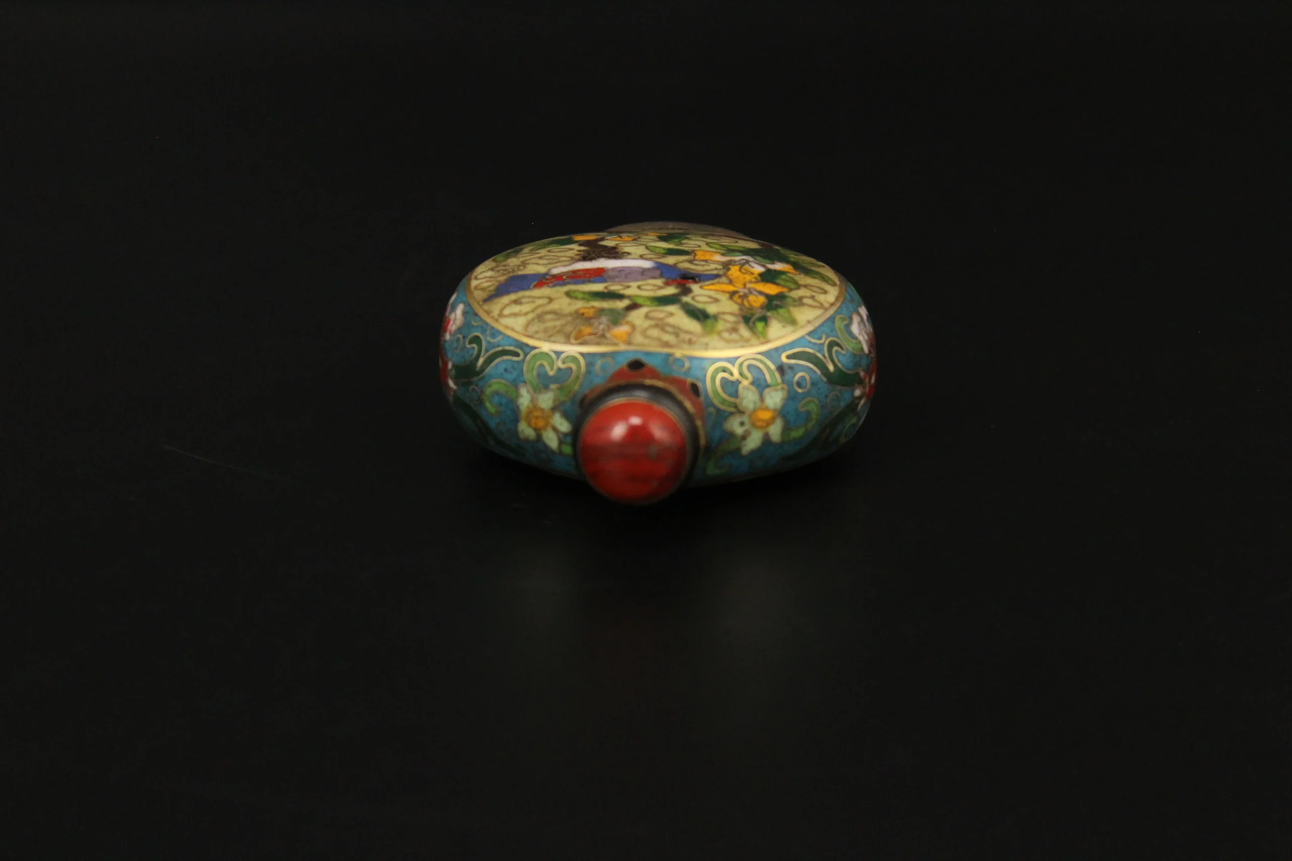 Qing Cloisonné Enamel Snuff Bottle with Bird and Floral Motif